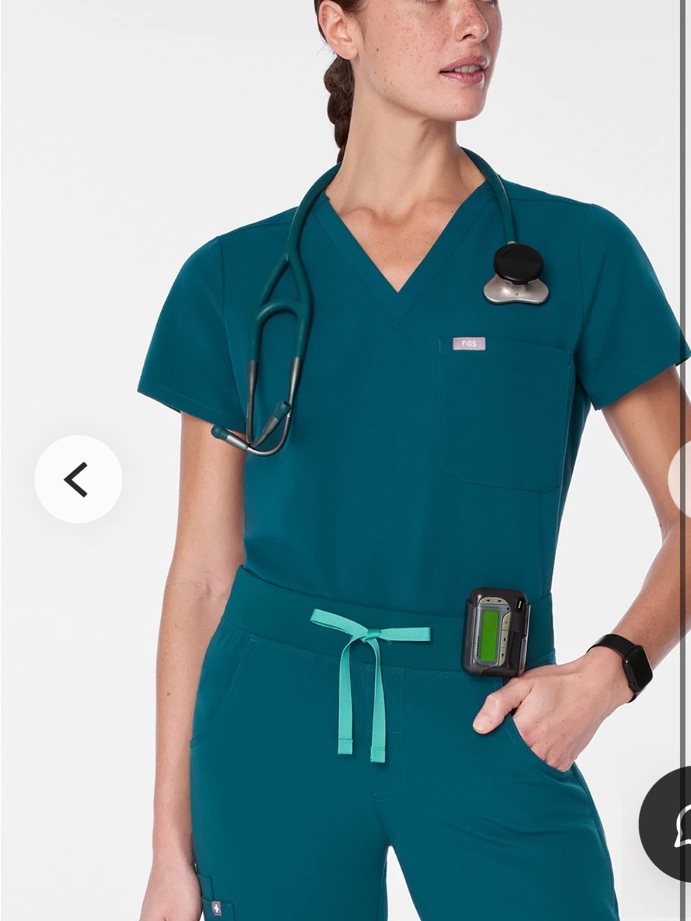 Figs Catarina Scrub Top. NWT. Caribbean blue